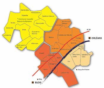 Carte des commune de la Communauté de Commune des Terres du Val de Loire 